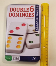 Math Game 28 Colored Dominoes in a Metal Case made by Cardinal