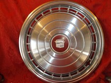   Vintage 1970s Cadillac 16"  Hub Caps / Wheel Covers RED CENTER CAP 