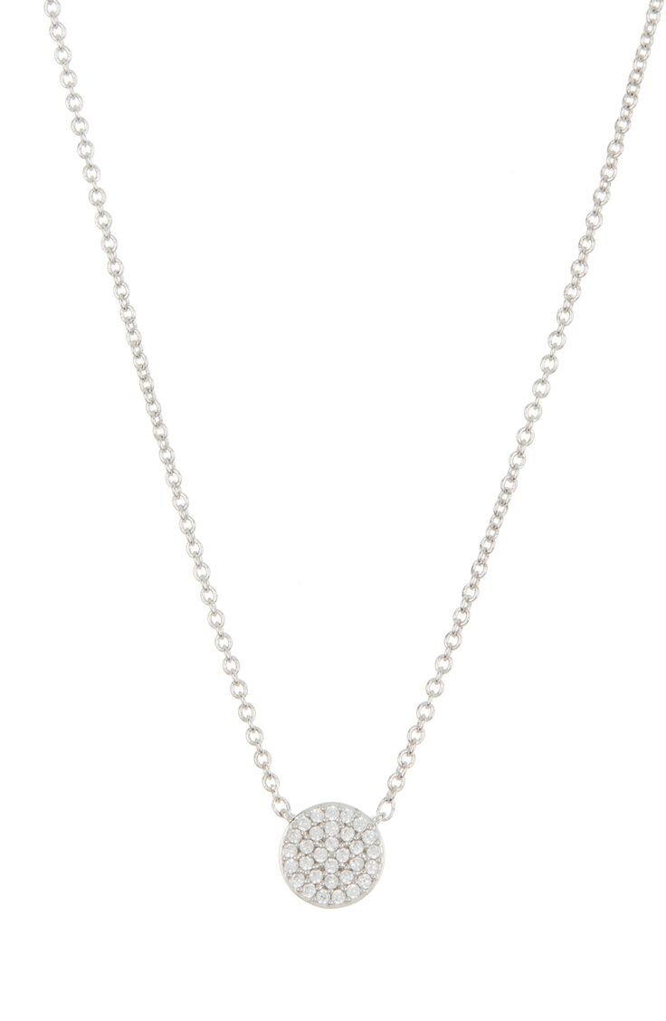 Shiny Lab-Grown Diamond Round Shape Pendant Chain For Women's In 10K White Gold