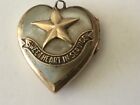 Vintage Ww2 Sweetheart In Service Heart Locket Abalone Shell Pendant 10k Gold