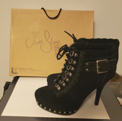 Nine West Booties $169 OSOJOSS Black Suede Ankle Boots Womens 9.5 Joss Stone