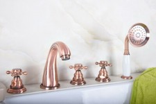 Antique Copper Widespread Bathroom Hand Shower Faucet Set Roma Mixer Tap 2tf183