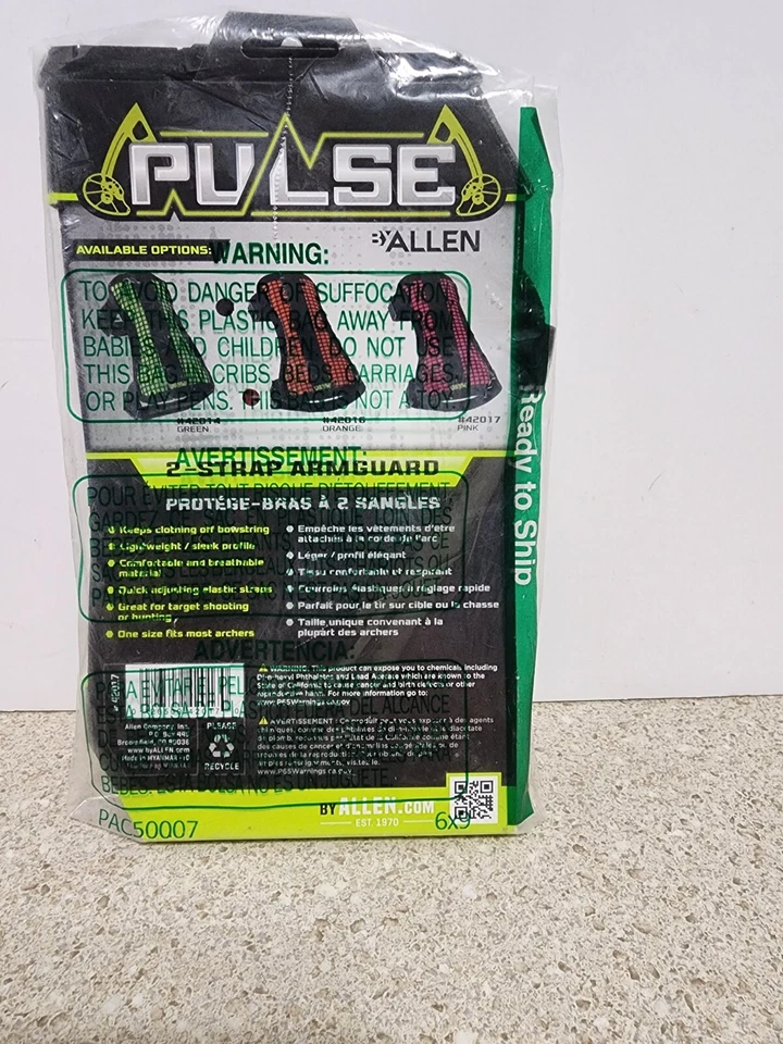 Protector de brazo de malla de 2 correas Pulse Archery negro/naranja talla única protección #42017 Foto 2 de 2