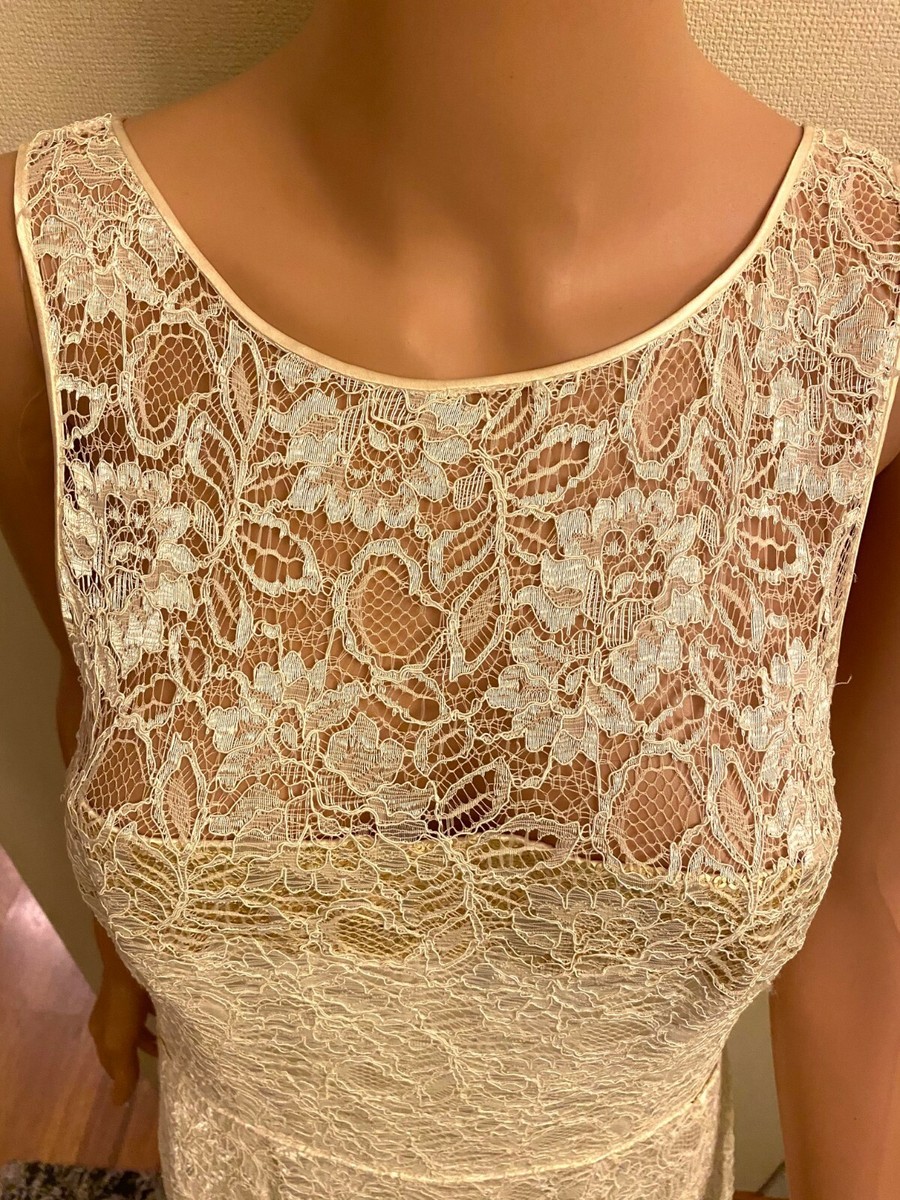 chinese dress ladies *GORGEOUS CARMEN MARC VALVO LACE EVENING GOWN WITH LACE UP BACK