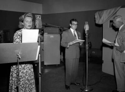 Madeleine Carroll Gerald Mohr and Bill Johnstone in the Radio s 1940s Old Photo