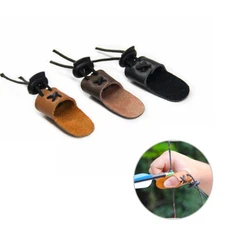 1X Leather Hunting Thumb Finger Archery Guard Ring Adjustable Protector