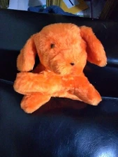 Rare 10" Neon Orange Dog Puppy Plush Soft Stuffed Animal- No Tag