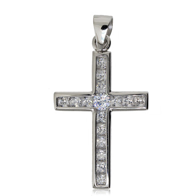 925 STERLING SILVER CROSS PENDANT CHARM CZ CUBIC ZIRCONIA KNOT CRUCIFIX ...