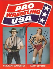 EB2004  SGT. SLAUGHTER LARRY ZBYSZKO signed Vintage Wrestling PROGRAM w/COA
