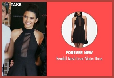 NWT: Kendall + Kylie Mesh Inset Fit & Flare Skater Mini Dress in Black Sz:  M | eBay