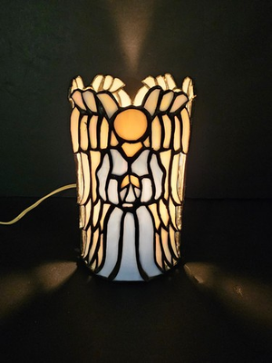 #ad #ad Vintage Stained Hand Cut Art Glass Trio of Angels MCM Electric Table Lamp $26.00