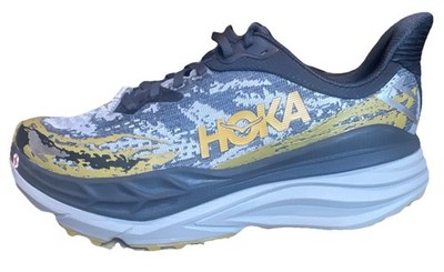 HOKA One One Stinson 5 Men's Low Top Lace-Up Running Sneakers Gray Yellow Navy