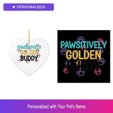 Custom Golden Retriever Paw Print Set of 2 Ornament Personalized Easter Gift
