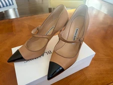 Manolo Blahnik Campari Cap Toe Leather Pumps Size 39EU