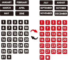 Double-Sided Magnetic Numbers and Months for Dry Erase Calendar Whiteboard, Cale