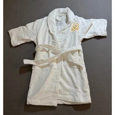 Frette Kids Terry Cloth Bath Robe White Gold V Logo Luxury Spa Hotel 2/5