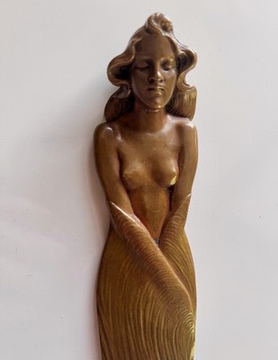 Vienna Bronze Art Nouveau Letter Opener, Nude Lady, 11.5'', marked 'WIEN'