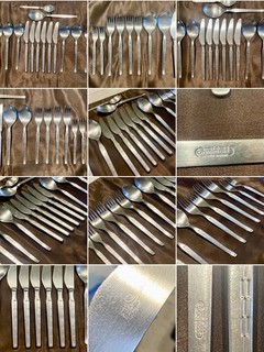MCM 1960 Chromolit Solingen Flatware 24 Pieces Germany 18/8 Stainless Knife Fork