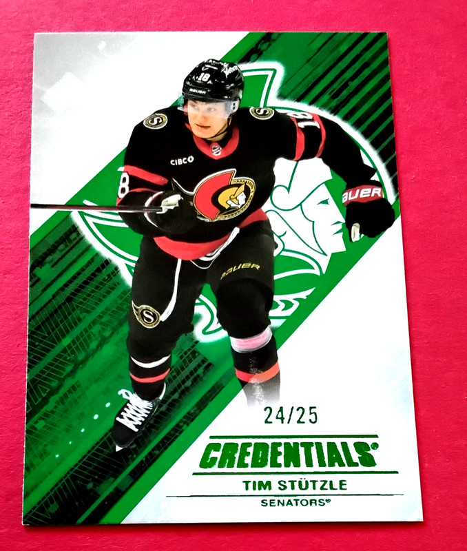 2024-25 TIM STUTZLE 24/25 Green Parallel Ottawa Senators #50 UD Credentials