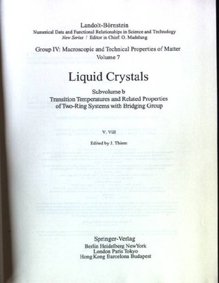 Landolt-Börnstein. Group 4 / Physical chemistry; Vol. 7., Liquid cristals / Subv