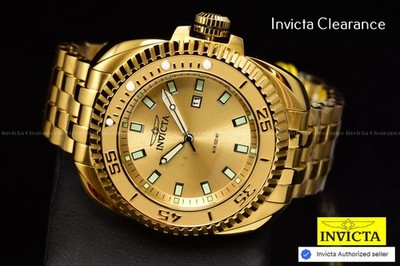 Invicta Coalition Forces SOLARIS 50mm Gold Dial Chronograph Gold Tone SS Watch