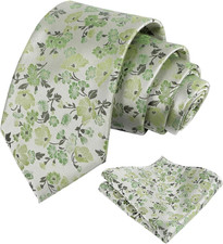Mens 3.15inches Flower Patterned Tie with Floral Printed Pocket Square