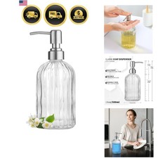 Glass Soap Dispenser 18oz Clear Rustproof Stainless Steel Pump Kitchen Bathroom