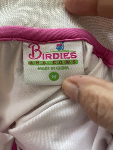 Birdies & Bows Pin High Polo White with Pink Ruffles Golf Tennis Top Size M - Picture 5 of 8