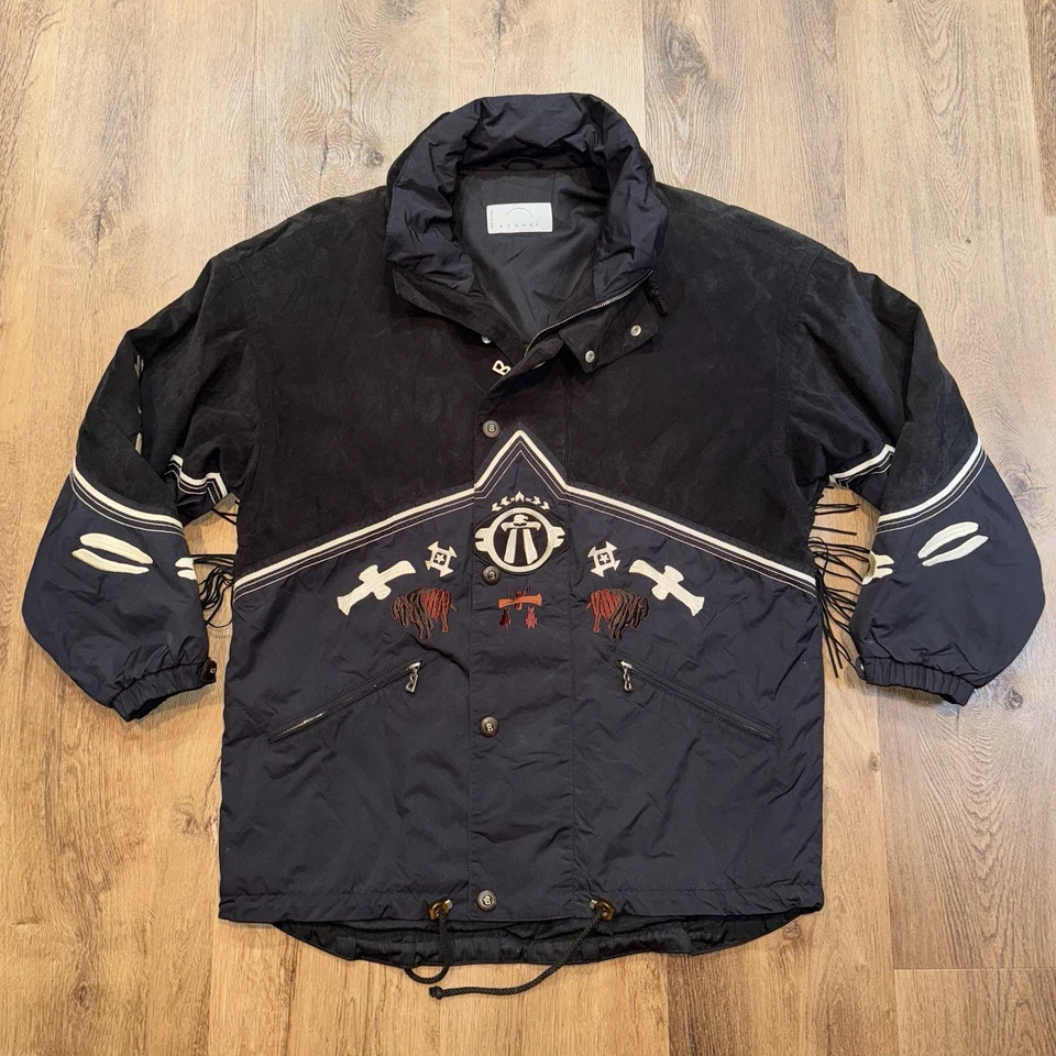 Bogner Jacket Fringe Suede Buffalo Native American Ski Snow Coat Vintage Mens 40 - Image 2 of 4