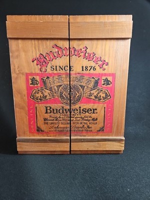   Vintage Budweiser Beer Wooden Wall Cabinet Holds 72 Cassettes Man Cave  Crate