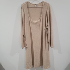 Old Navy Womens Dress Size 4X Tan Midi Scoop Neck Shirt Dress Neutral Minimalist