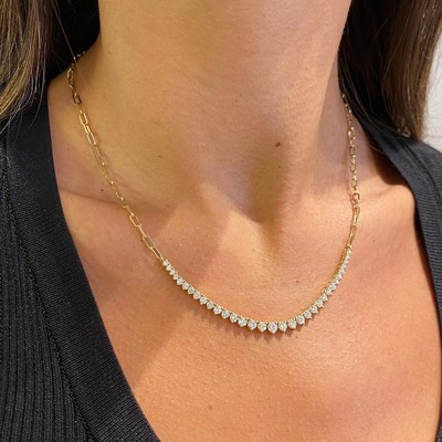 925 Yellow Plated 2.30 CTW Round Cut Statement Graduation Necklace for Women's