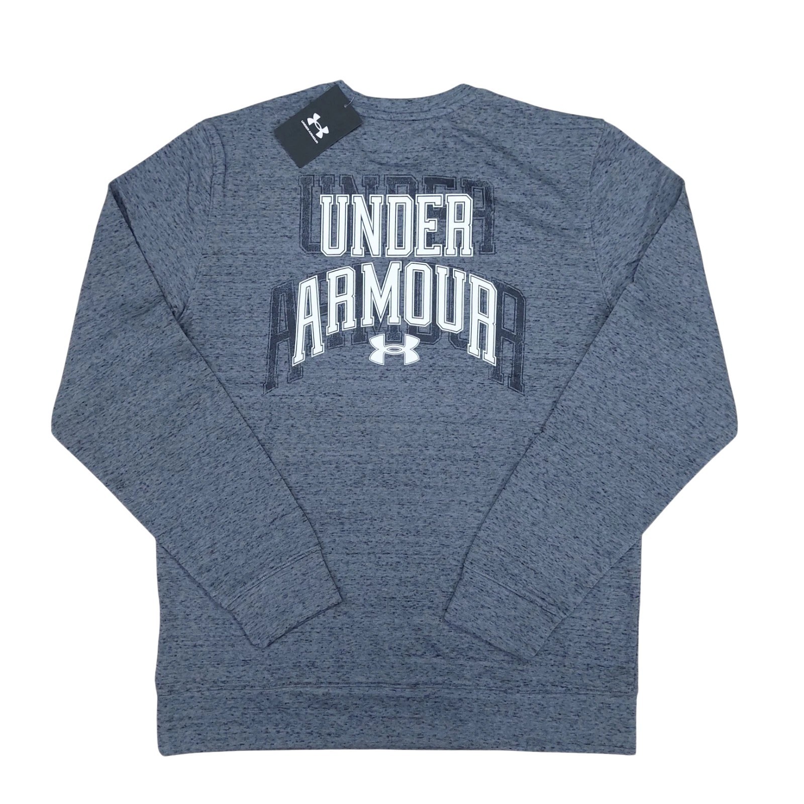 Under Armour Mens Sweatshirt XL Grey French Terry Rival Big Logo Crew Neck thumbnail 2