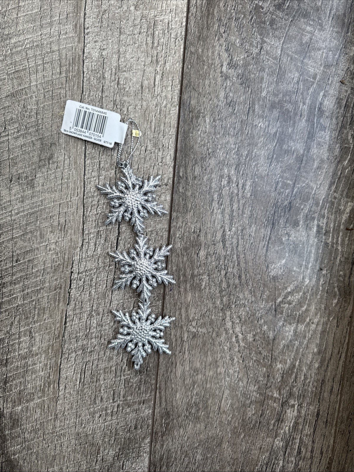 Christmas Tree Ornament SNOWFLAKE SILVER Snowflake GLITTER Decoration 19cm