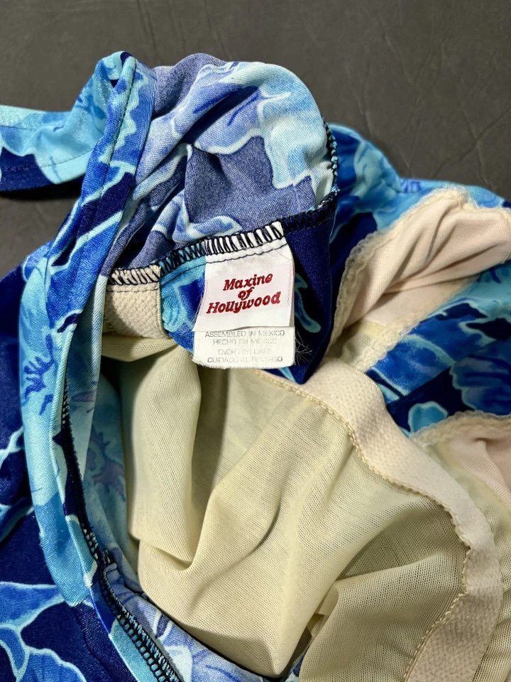 Traje de baño azul Maxine of Hollywood traje de baño de una pieza acanalado 14T tropical Foto 2 de 4