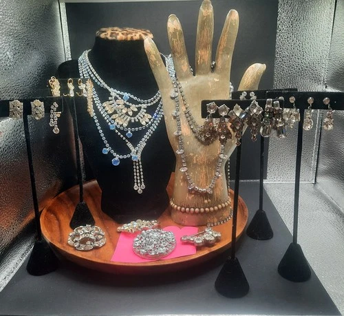 Vintage To Now Rhinestone Costume Jewelry Lot of 20: Necklaces brooches earrings