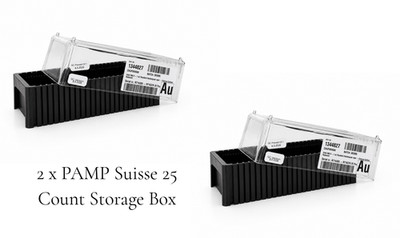Free shipping-2xPAMP Suisse 25-Count Storage Box for Carded Precious Metal Bars