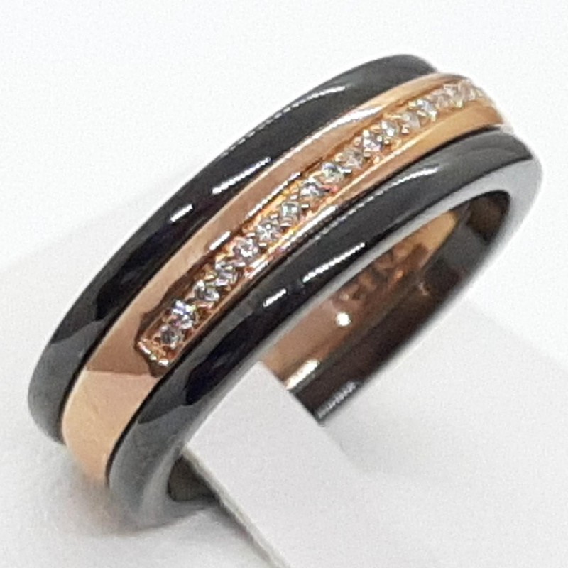 Comfort Fit .25ct H-SI Diamond Ceramic 14K Rose Gold 925 Engagement Wedding Ring