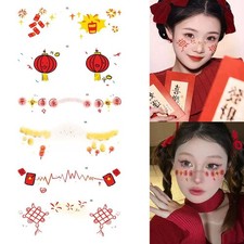 6pcs New Year's Eve Face Stickers Cute Stickers Performance Tattoo Stickers