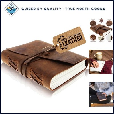A5 Leather Bound Writing Notebook with 240 Pages for Note Taking and Sketching