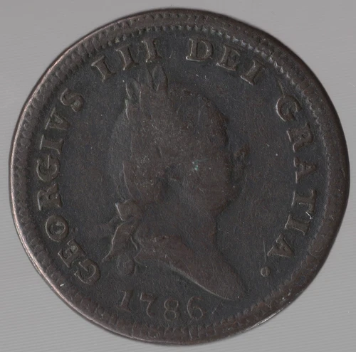 1786 Isle of Man One Penny Coin – George III – Manx Currency