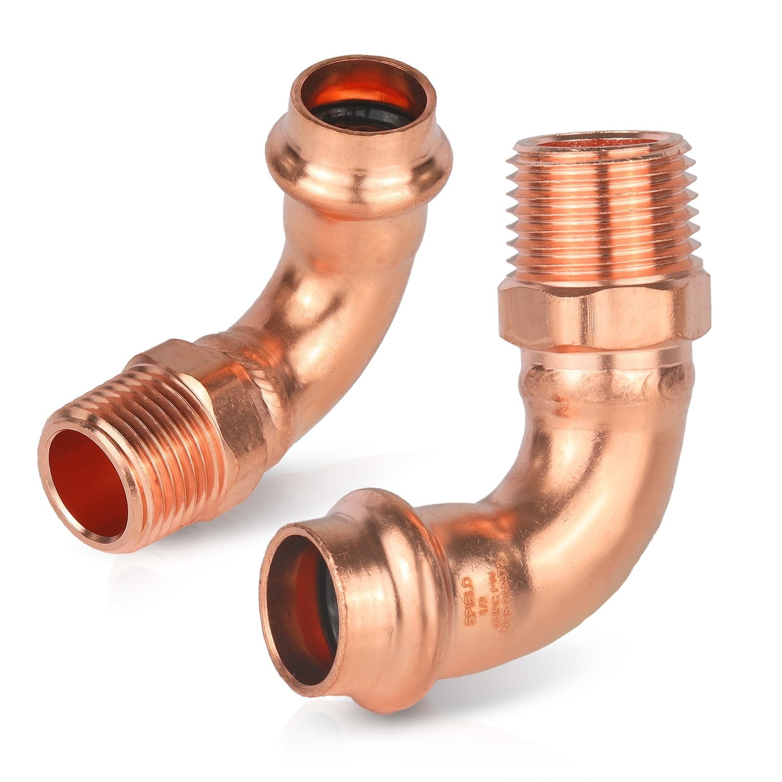 2 PCS 1/2" Copper Press x 1/2" Male NPT Copper Press Male Elbow Fitting