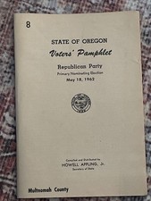 State of Oregon Voter's Pamphlet Primary Election May 18, 1962 Mark Hatfield