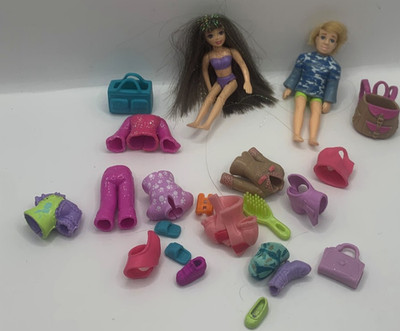 Small 22pc Lot Polly Pocket Assorted Rubber Clothes Shoes Vintage 2 Dolls