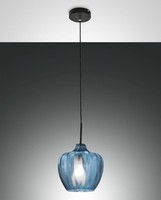 Pendelleuchte Wohnzimmer Schwarz Azurblau Glas Ø25 Cm E27 HäNgelampe KüChe