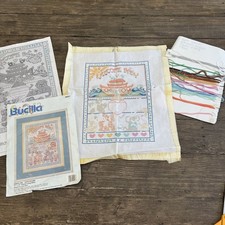 Vtg 1990 Bucilla Noah's Ark Birth Record Counted Cross Stitch Kit 40527 PARTIAL