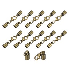10 Set 5mm Leather Cord End Caps with Lobster Claw Clasps Bronze Tone