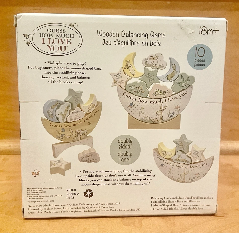 Wooden Balancing Game Blocks Stacker Toy Guess How Much I Love You Montessori - Image 4 of 4