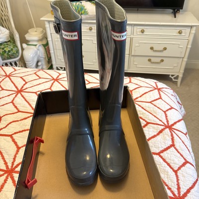HUNTER Original Tour Tall Packable Foldable Rain Boots Womens US 10 Grey