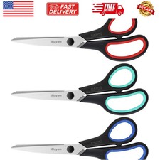 3-Pack 8" Heavy Duty Scissors with Ultra Sharp Blades and Comfort Grip Handle...